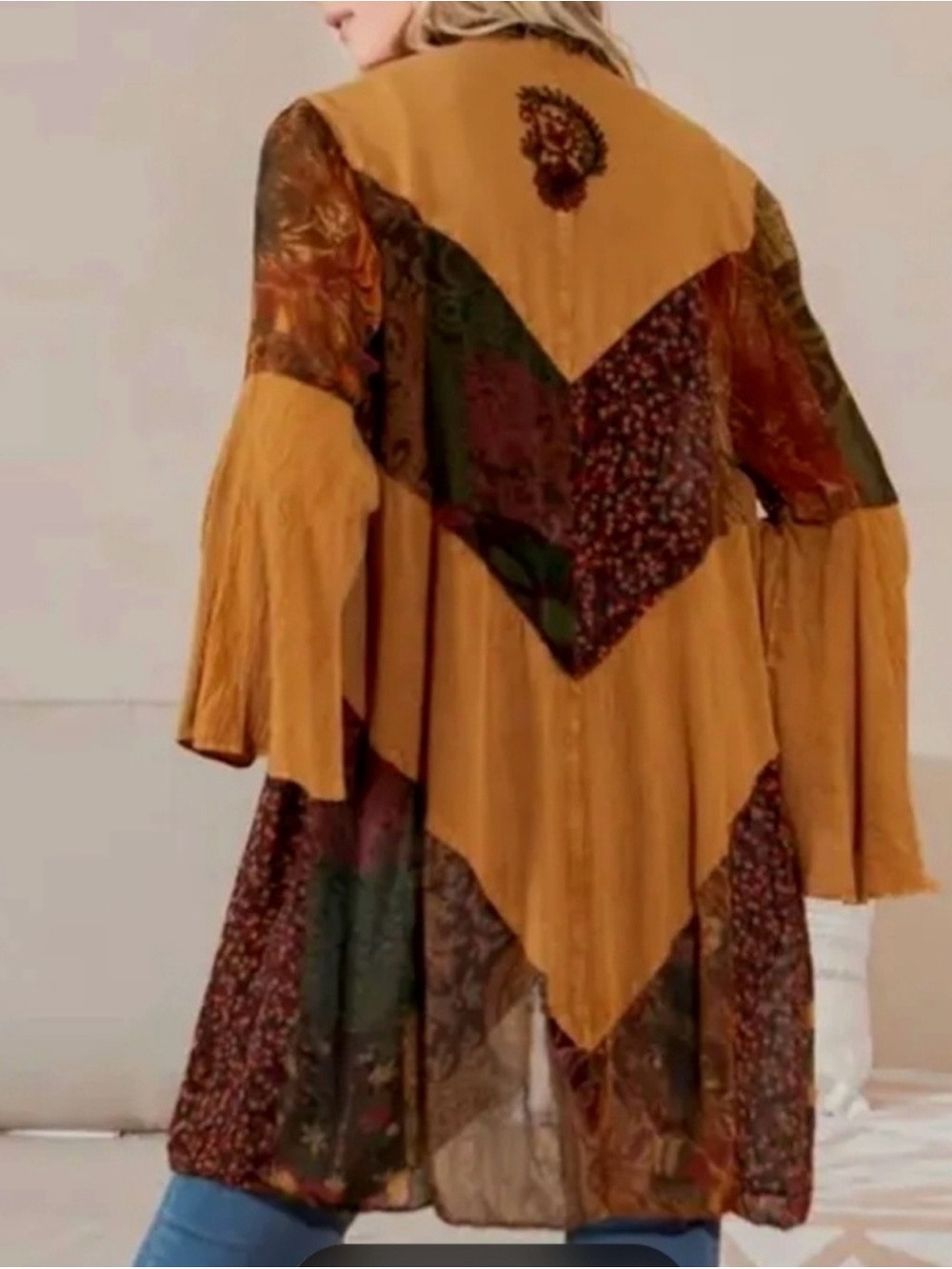 Young Threads Patchwork Kimono Open Front L - Picture 3 of 6